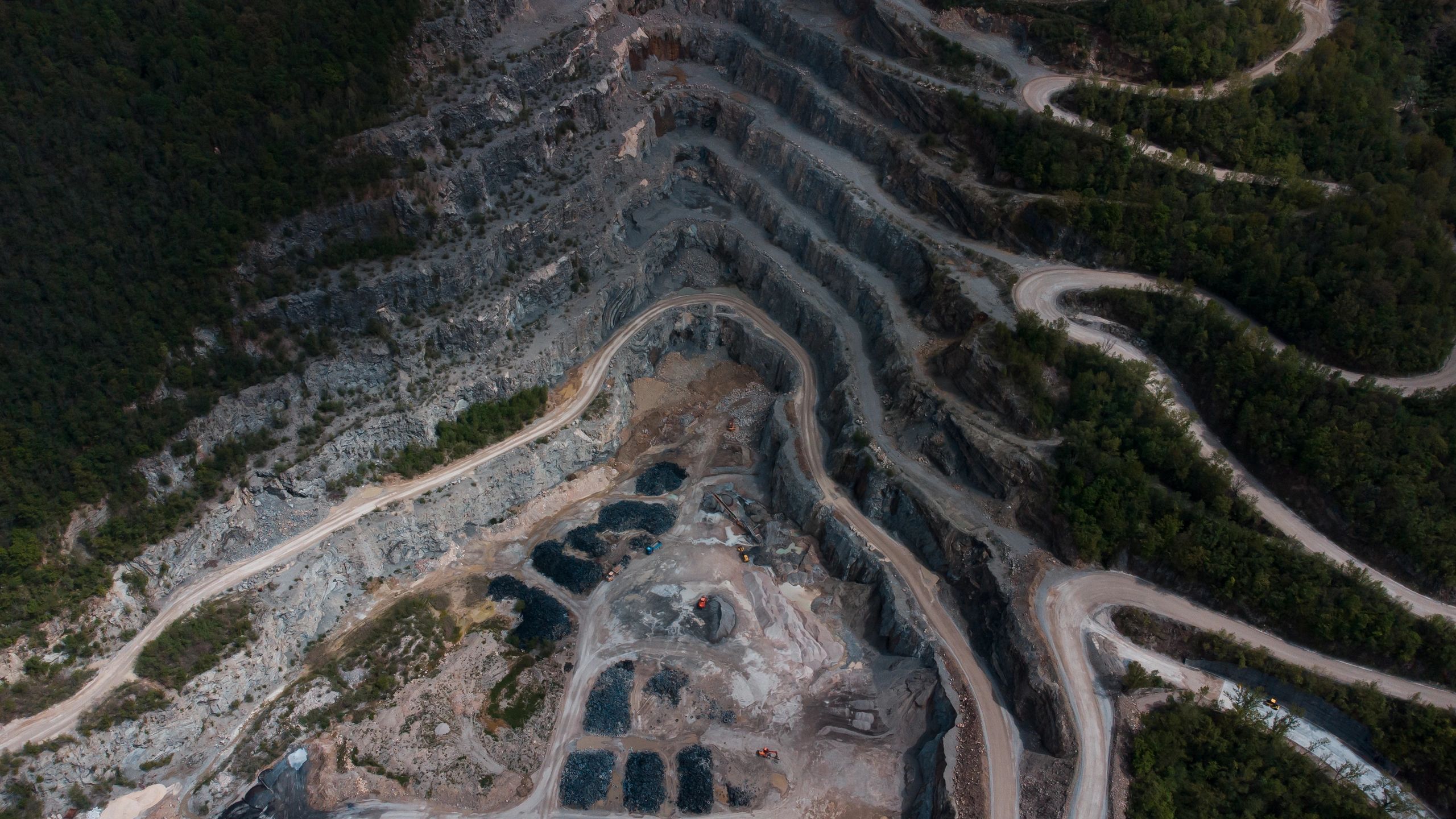 Aerial view of a quarry operation